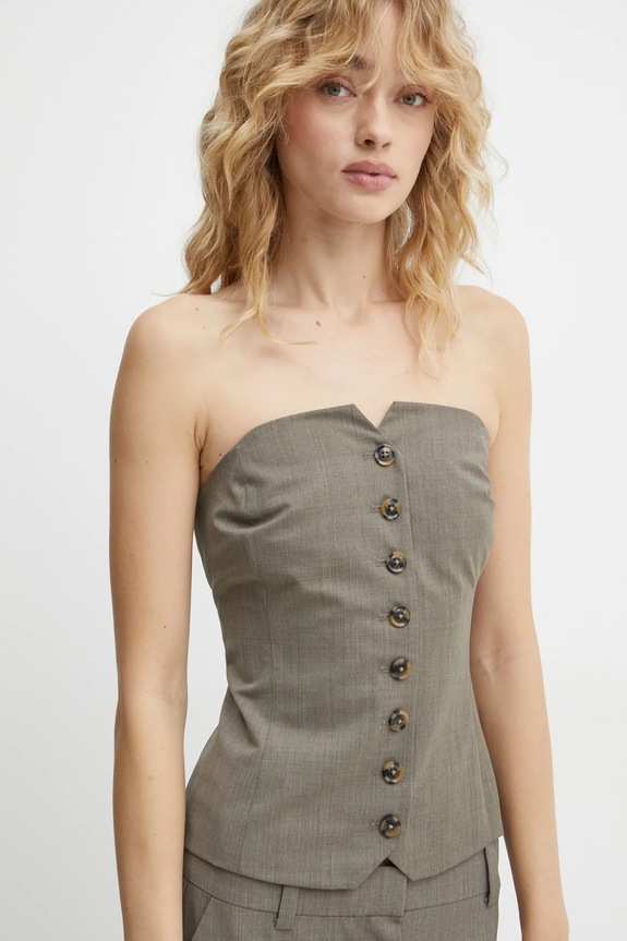 Samsoe Samsoe top con aggiunta di lana SAELLEN grigio F24400131