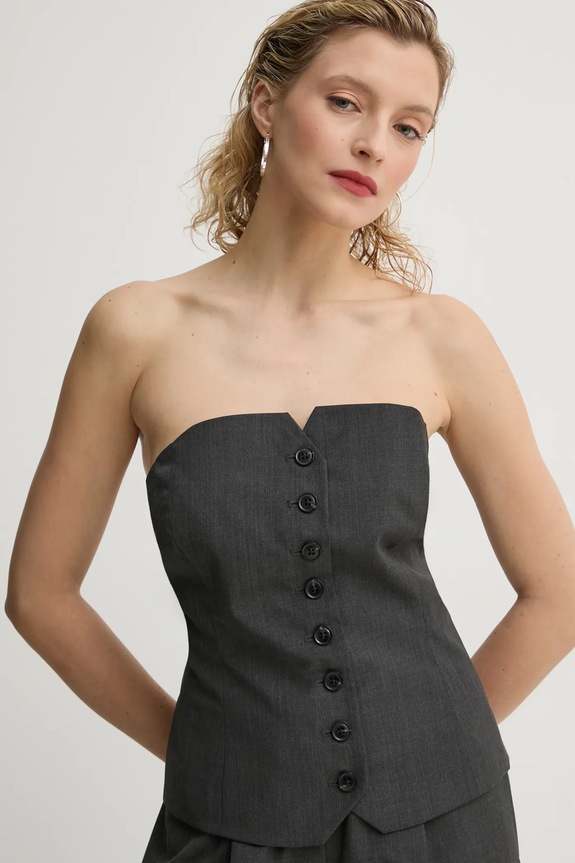 Samsoe Samsoe top con aggiunta di lana SAELLEN slim grigio F24400131