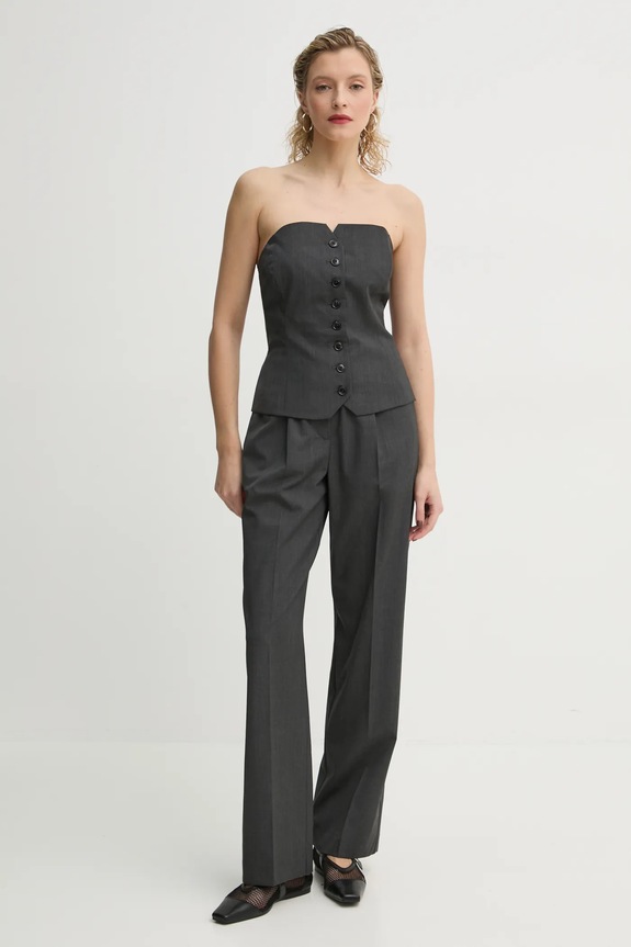 Samsoe Samsoe top con aggiunta di lana SAELLEN F24400131 grigio SS25