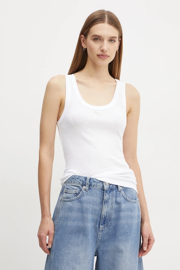 Herskind top din bumbac Hunter uni alb 5414178
