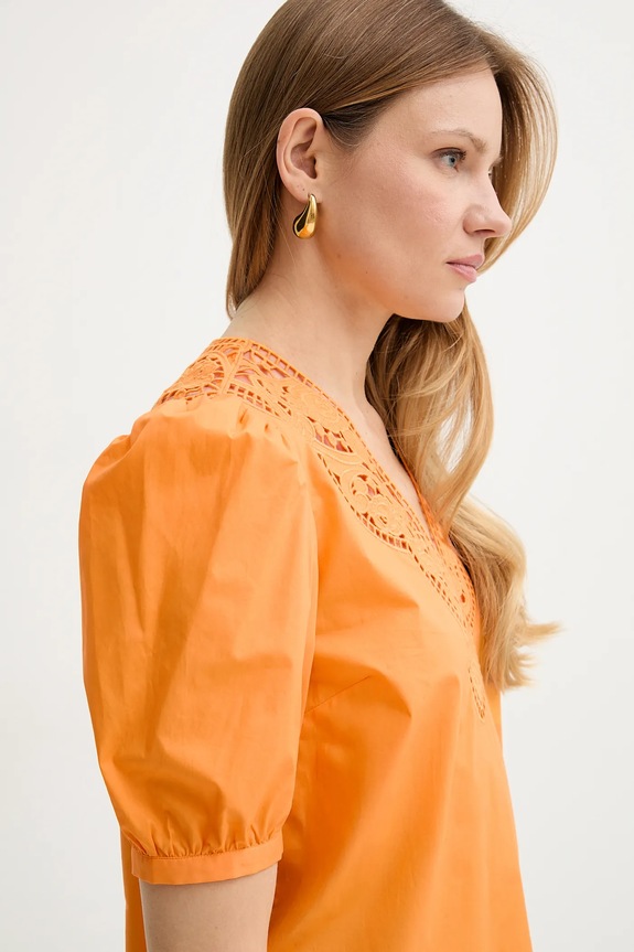 Twinset bluzka bawełniana pomarańczowy 251TT2335