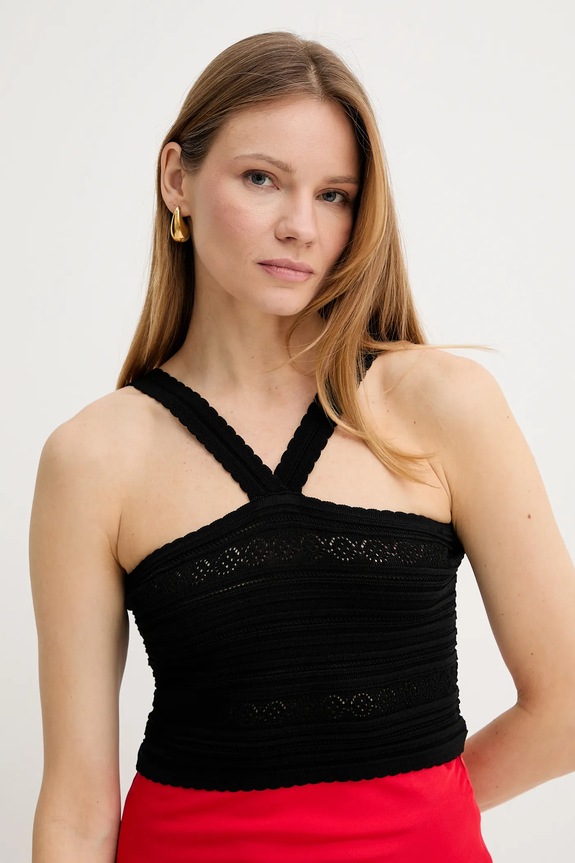 Twinset top sima fekete 251TT3102