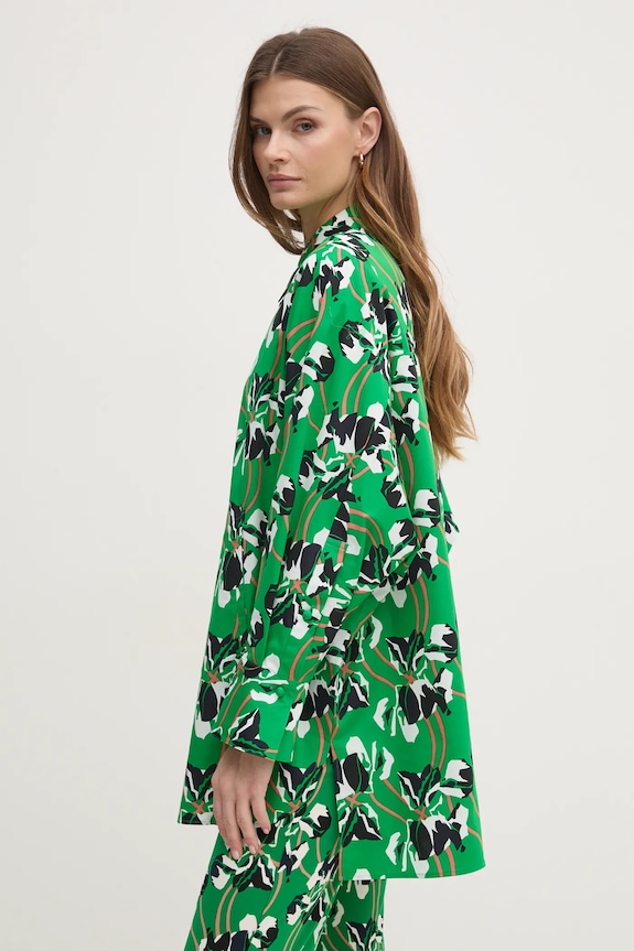 Хлопковая рубашка DIANE VON FURSTENBERG узор зелёный DVFBL4S003