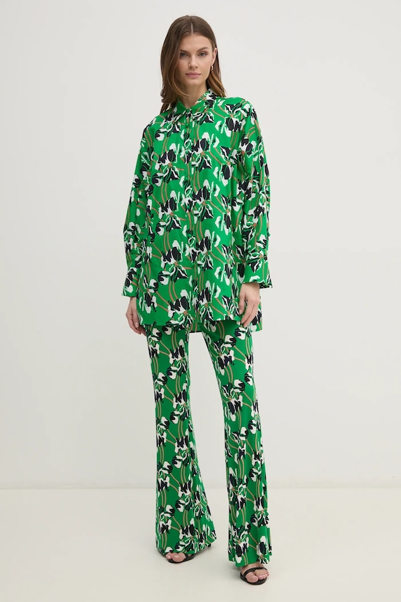 Хлопковая рубашка DIANE VON FURSTENBERG DVFBL4S003 зелёный SS25