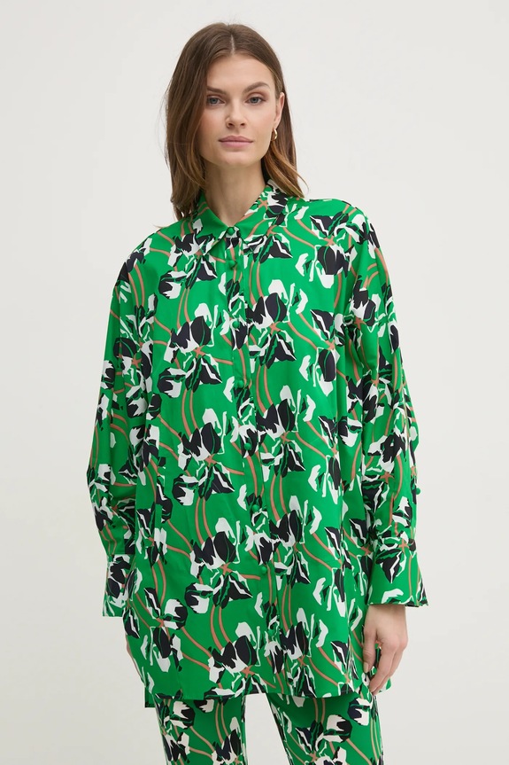 Хлопковая рубашка DIANE VON FURSTENBERG зелёный DVFBL4S003