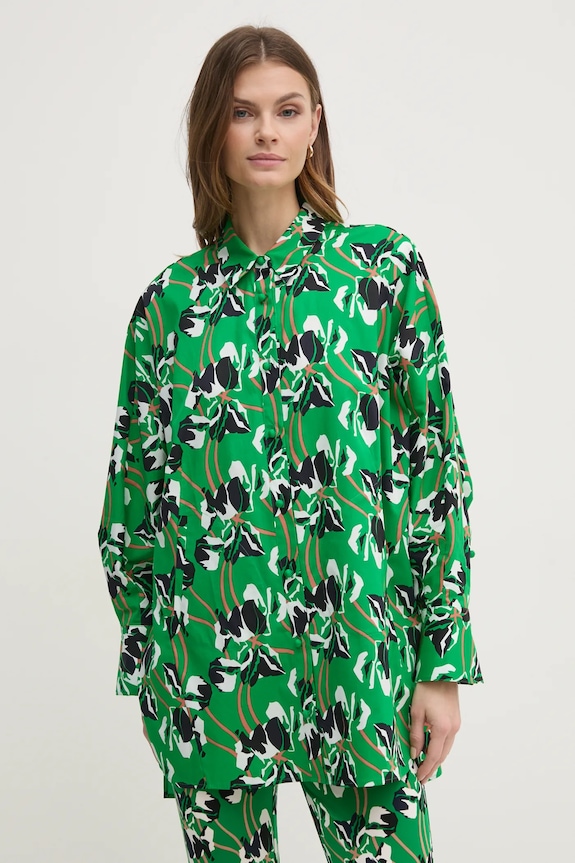 Хлопковая рубашка DIANE VON FURSTENBERG зелёный DVFBL4S003