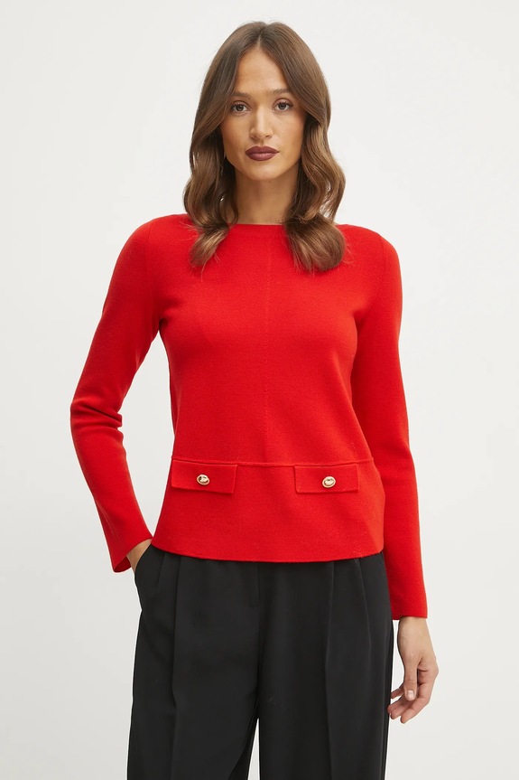 Luisa Spagnoli maglione in lana a barchetta rosso 58599