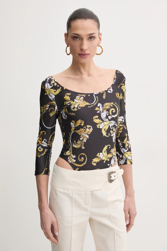 Versace Jeans Couture body wzorzyste czarny 78HAM221.JS470