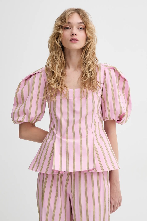 Stine Goya blúz pamutból rövid rózsaszín SG.SS25.T055.2344