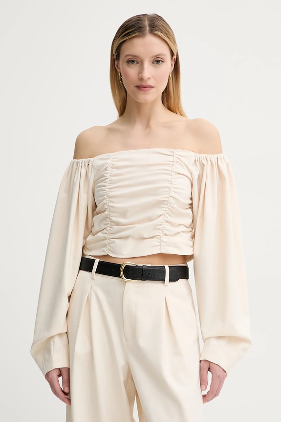 Gestuz camicetta con aggiunta di lana slim beige 10910014