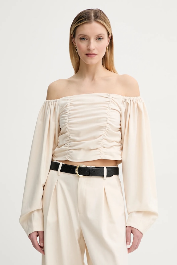 Gestuz camicetta con aggiunta di lana slim beige 10910014
