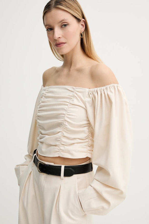 Gestuz camicetta con aggiunta di lana beige 10910014