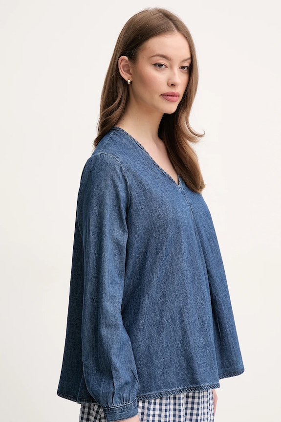 United Colors of Benetton blúz pamutból kék 5RZKDQ0BD