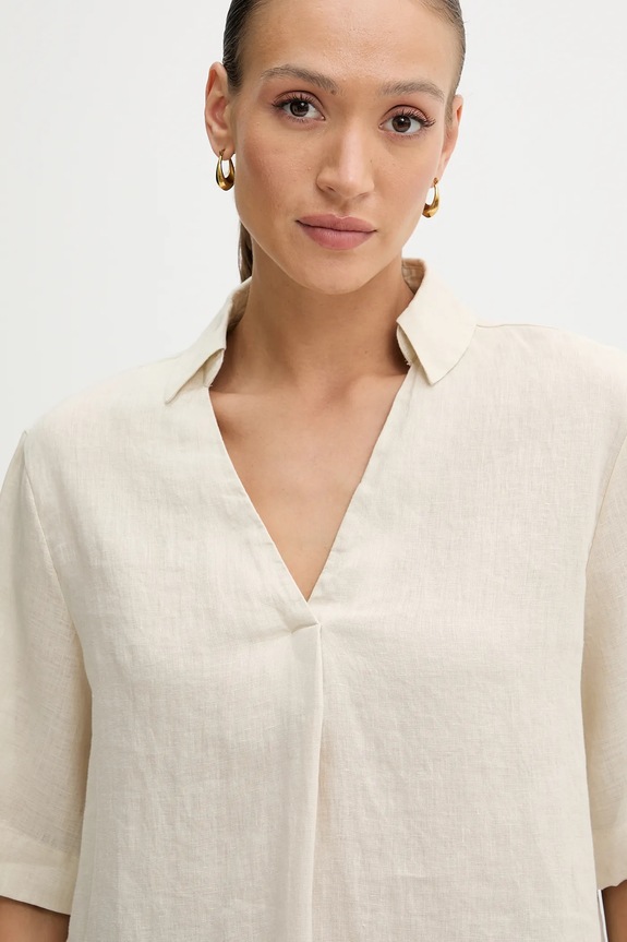 United Colors of Benetton maglietta di lino beige 5BMLDQ0B6