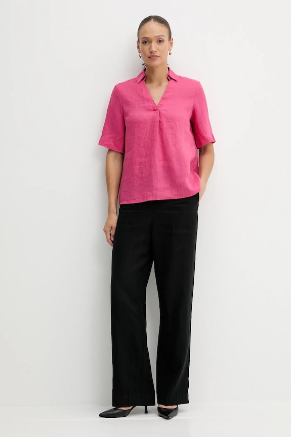 Lněná halenka United Colors of Benetton 5BMLDQ0B6 růžová SS25