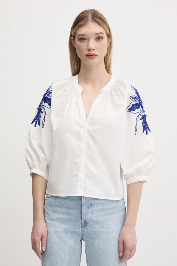 Βαμβακερό πουκάμισο Desigual CRATOS casual λευκό 25SWBW03