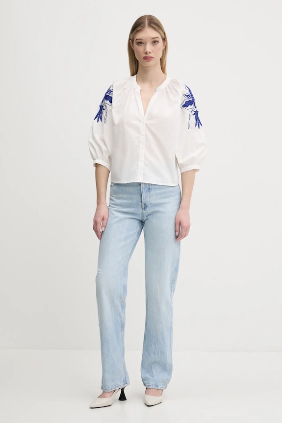 Βαμβακερό πουκάμισο Desigual CRATOS 25SWBW03 λευκό SS25