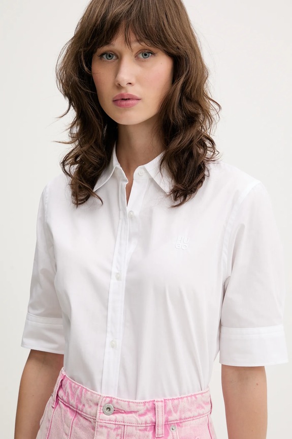 HUGO koszula damska bawełniana biały 50540156