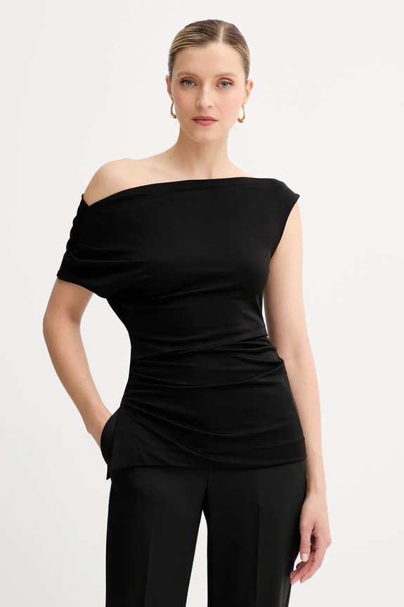 BOSS bluzka z elastanem czarny 50540862