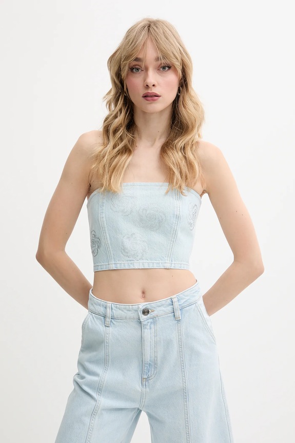 Rotate top jeans applique blu 1140621468
