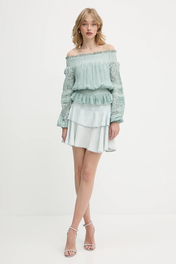 Блузка з домішкою шовку Guess AUDREY W5GH0S.WE550 бірюзовий SS25