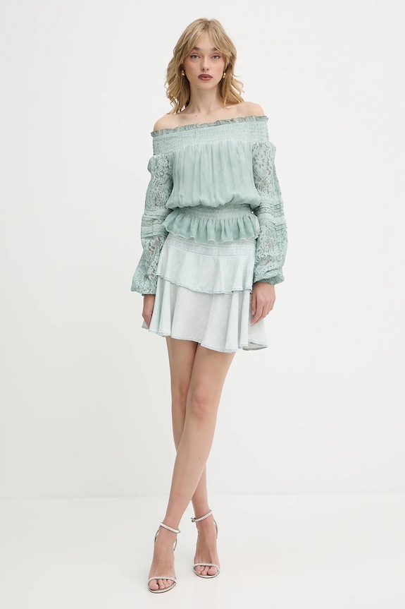 Блузка з домішкою шовку Guess AUDREY W5GH0S.WE550 бірюзовий SS25