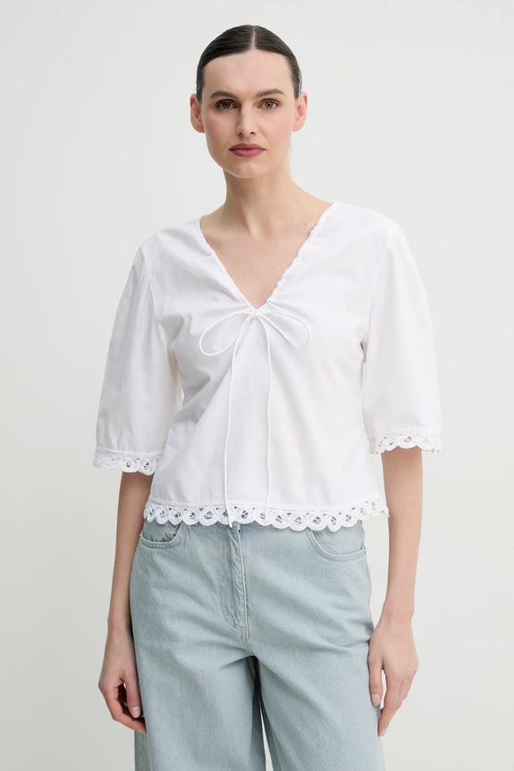 By Malene Birger camicetta in cotone ULRIKKE semplice bianco 103050