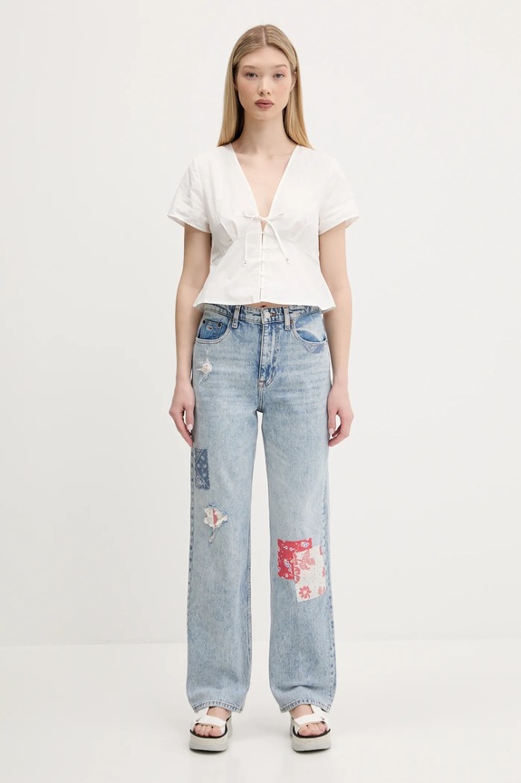 Tommy Jeans camicia in cotone DW0DW21352 bianco SS25