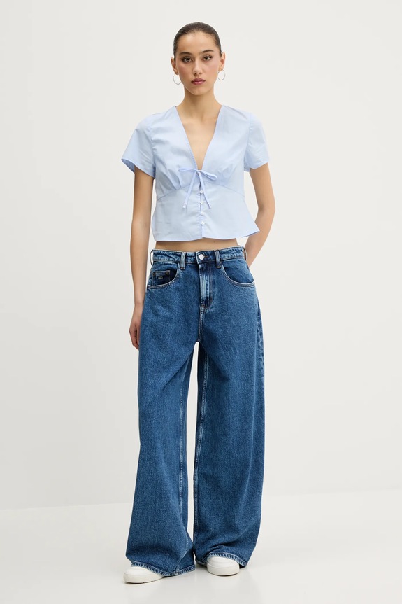 Tommy Jeans camicia in cotone DW0DW21352 blu SS25