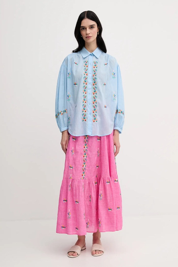 La Petite Française koszula bawełniana CHEN PFCHEN niebieski SS25