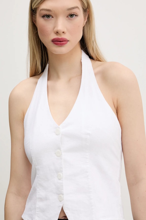 Hollister Co. kamizelka lniana biały KI340.5071.100