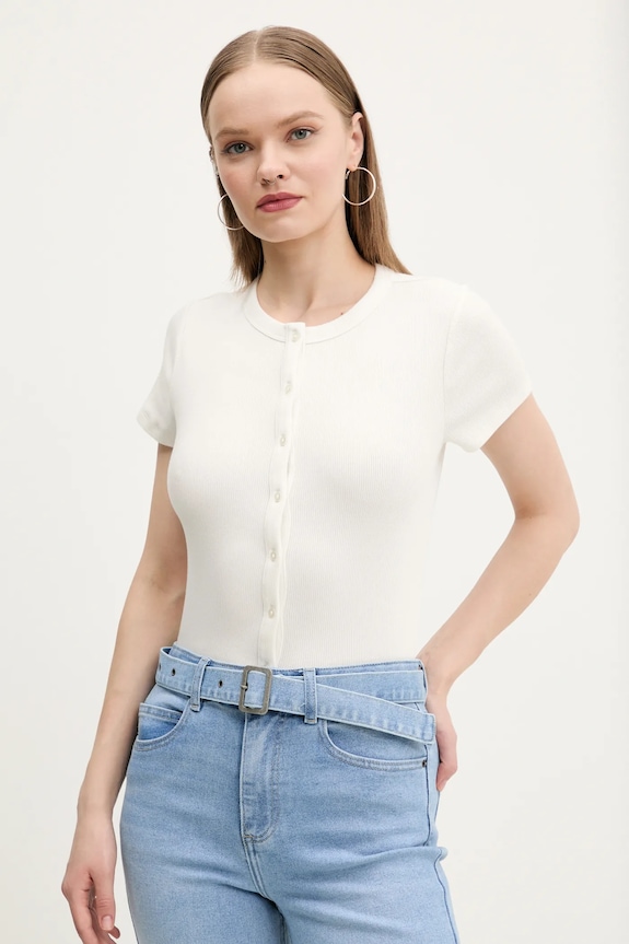 Abercrombie & Fitch bluzka z elastanem beżowy KI139.5293.178
