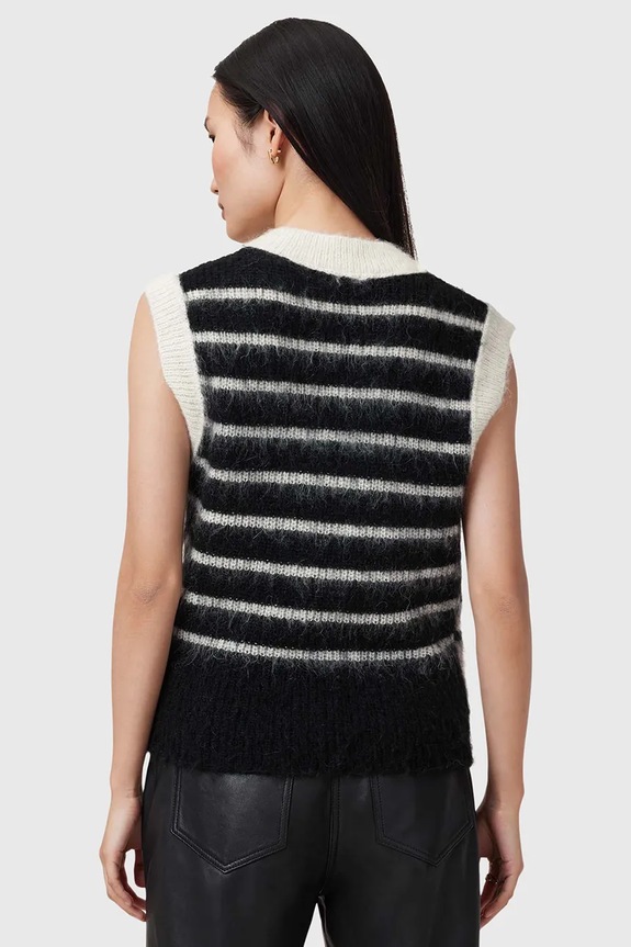 AllSaints vesta de lana RIGA alb W002KC