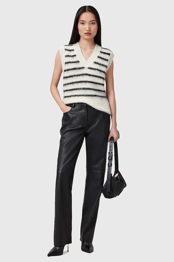 AllSaints vesta de lana RIGA W002KC alb