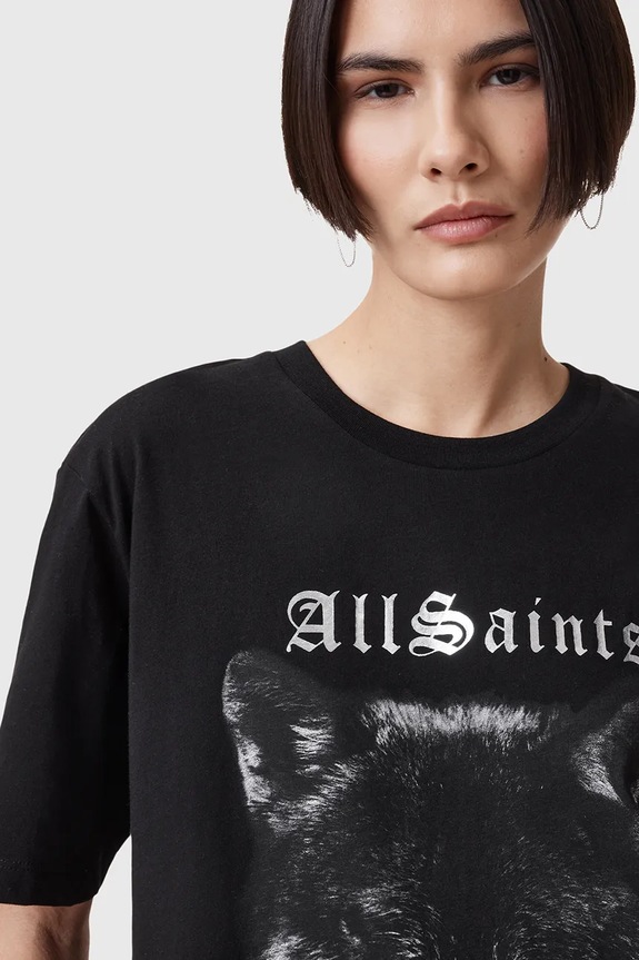 Bavlněné tričko AllSaints DAWN W016JC černá SS25