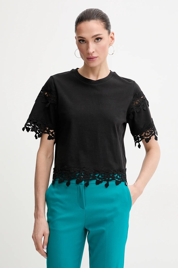 Pamučna majica Morgan DFUTUR pamuk crna DFUTUR