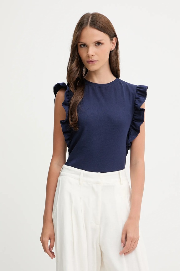 United Colors of Benetton top z elastanem granatowy 3FMED10A3