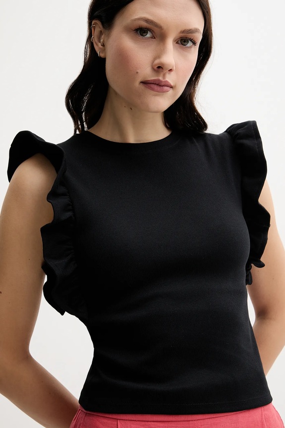 United Colors of Benetton top czarny 3FMED10A3