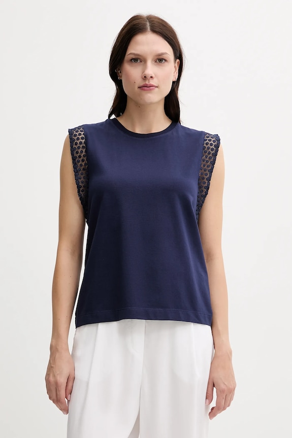 United Colors of Benetton top z elastanem granatowy 3IFVD10AC
