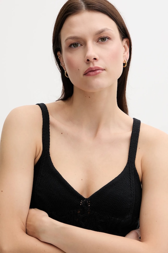 Βαμβακερό τοπ United Colors of Benetton μαύρο 101TDH01B