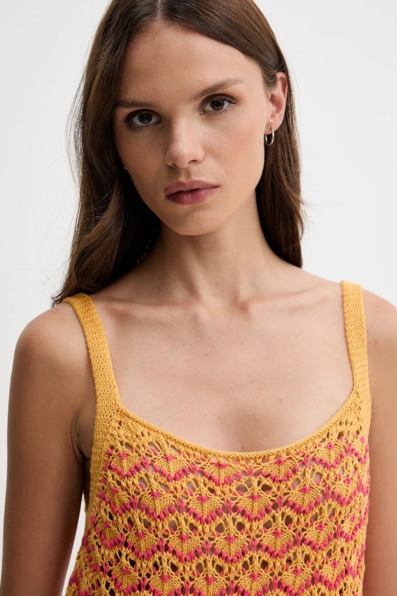 United Colors of Benetton top bawełniany pomarańczowy 1498EH01D