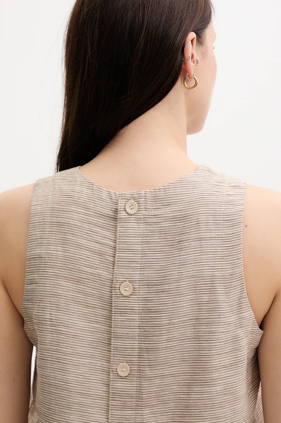 United Colors of Benetton blusa in lino misto 5YPVDQ0BL beige