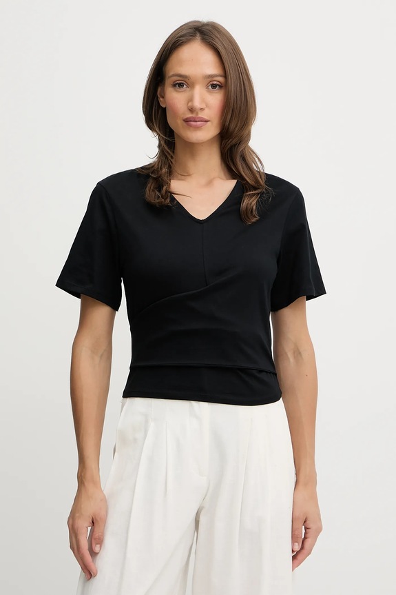 Βαμβακερό μπλουζάκι United Colors of Benetton κανονικό μαύρο 3J5CD401R