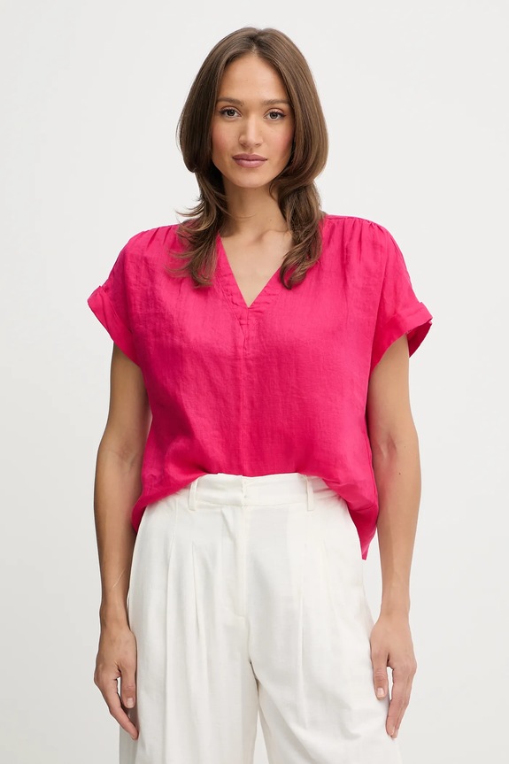 Λευκή μπλούζα United Colors of Benetton casual ροζ 5BMLDQ0BR