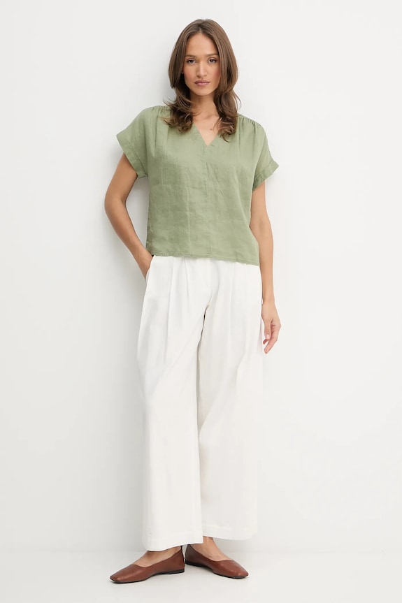 Λευκή μπλούζα United Colors of Benetton 5BMLDQ0BR πράσινο SS25