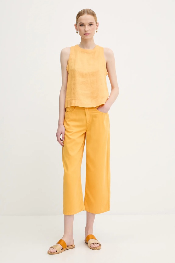 Ľanová blúzka United Colors of Benetton 5BMLDQ0BU žltá AW25