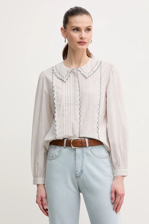 Βαμβακερό πουκάμισο Hoss Intropia μακρύ γκρί 6289130