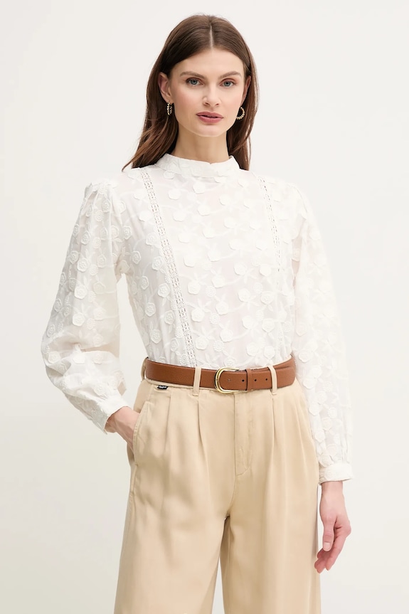 Хлопковая блузка Hoss Intropia 6289131 белый SS25