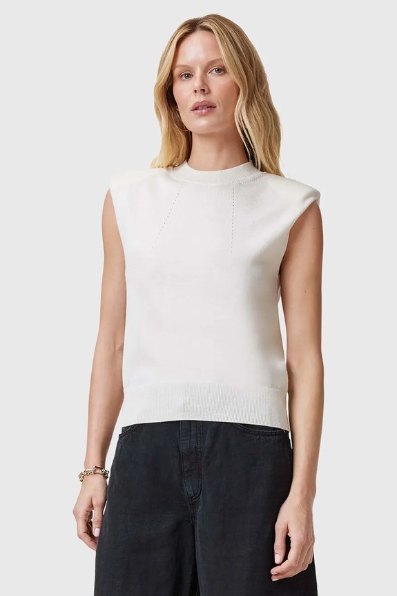 AllSaints gyapjú top KAYLA sima fehér W016KC
