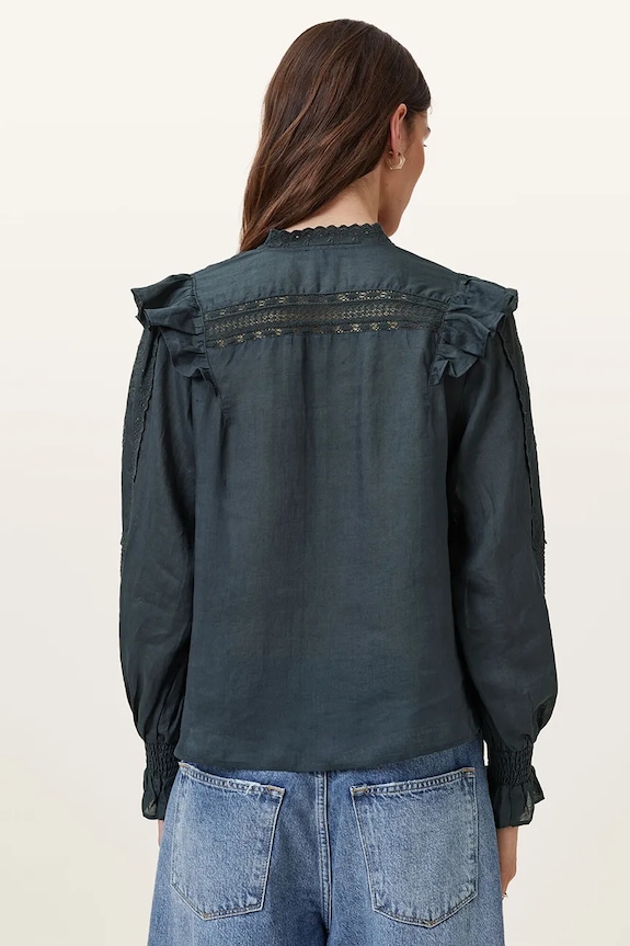AllSaints camicetta in cotone HEATHER blu navy W038PC
